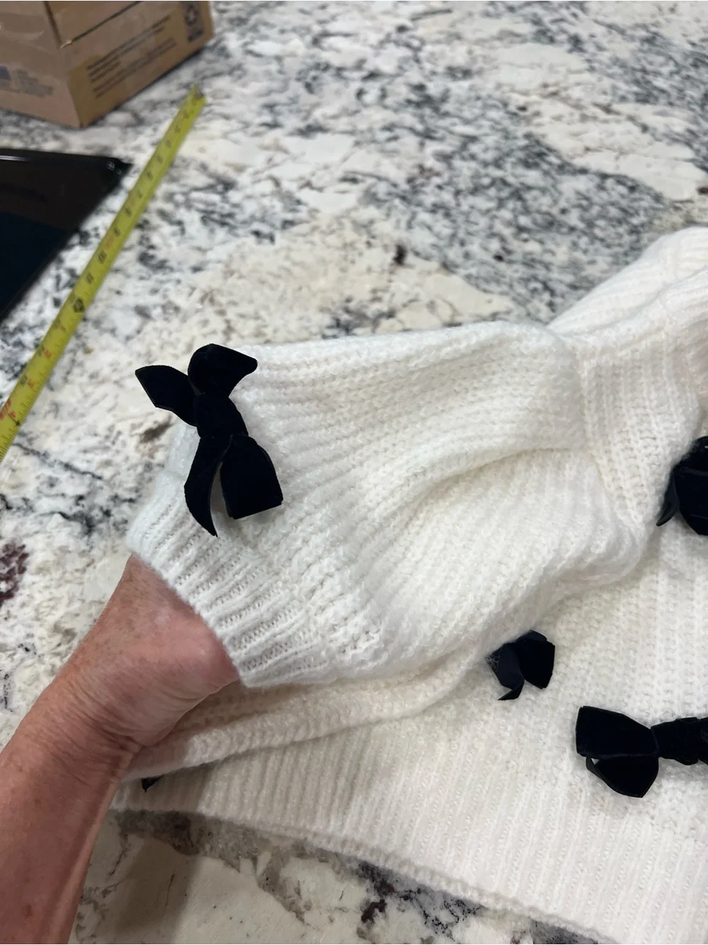 GIanni Bini Girls cream sweater with black bows